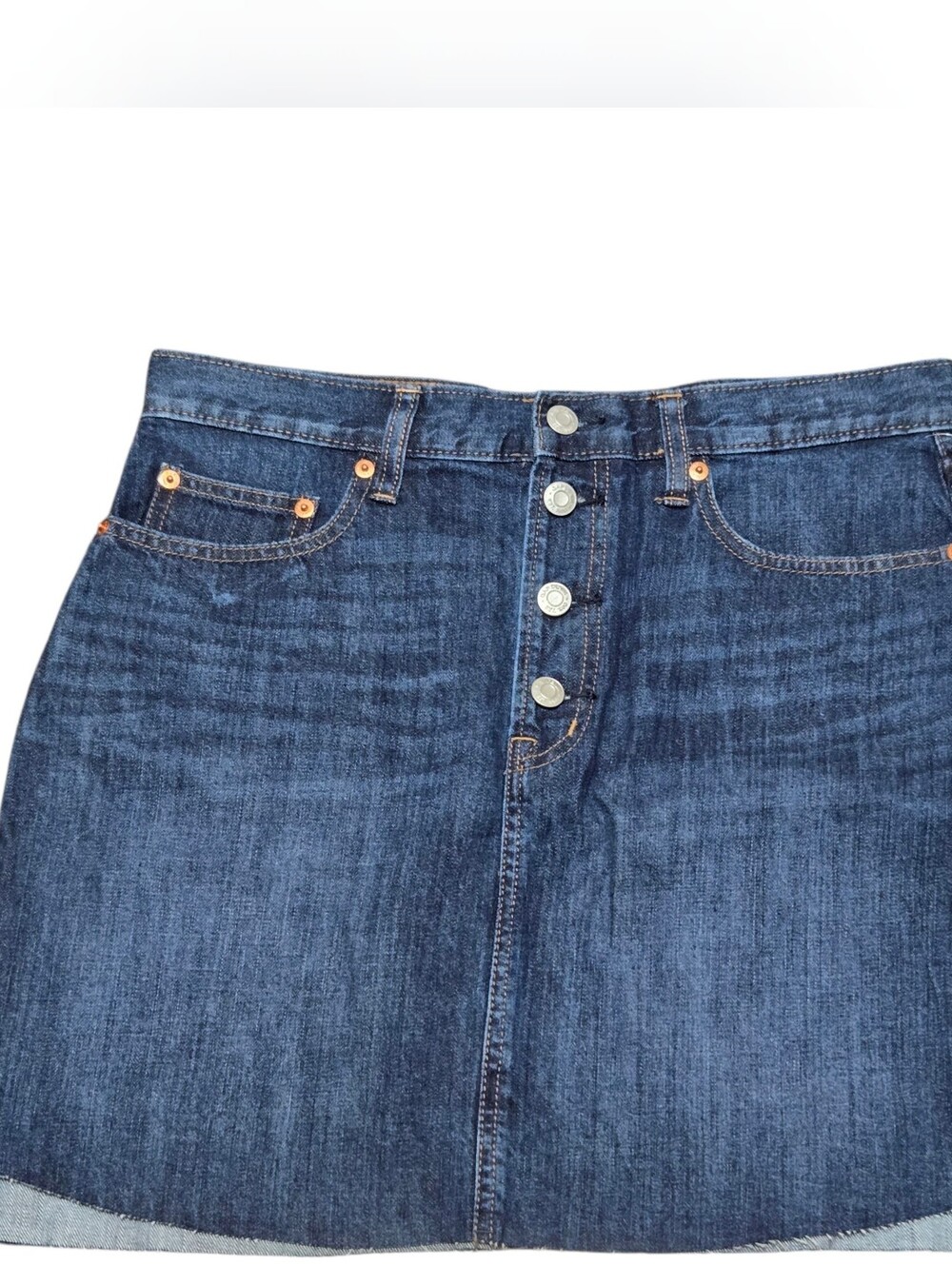 Gap Denim Button-Front Mini Skirt Sz 30 - Picture 3 of 6